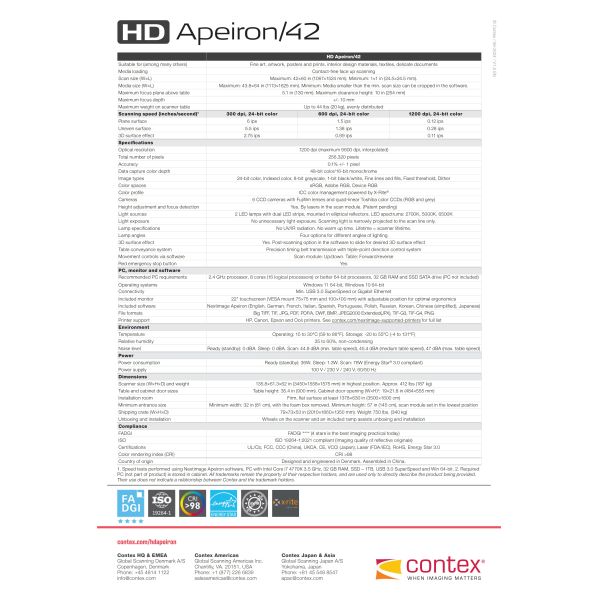 CONTEX HD Apeiron 42 Scontact Free Scanning  Suited for Museums  Shops Material Manufacturers and Others