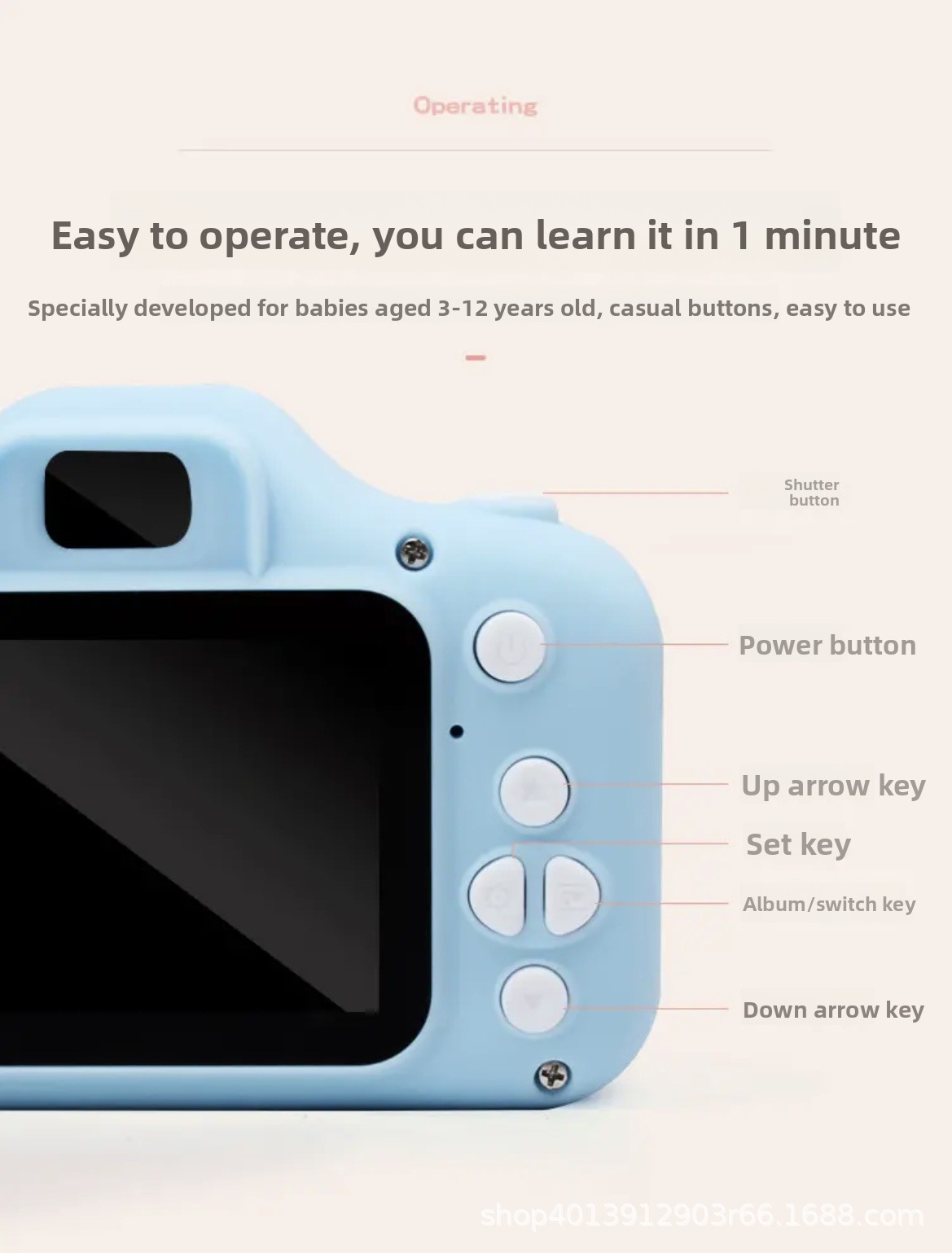 DLC High Quality Kids Camera , HD Dual Cameras, 1080P Video Recording, Auto Focus, Face Recognition, Multiple Filters