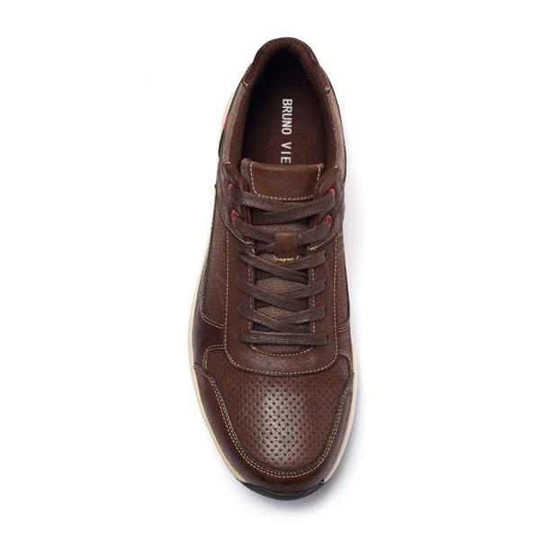 Brown Antiodor Mens Breathable Leather Shoes Textile Lining