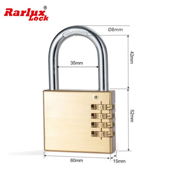 Rarlux Durable High Safety 4-Digit Password Anti-Theft Industrial Safety Luggage Bag Brass Combination TSA Padlock Lockout 28mm