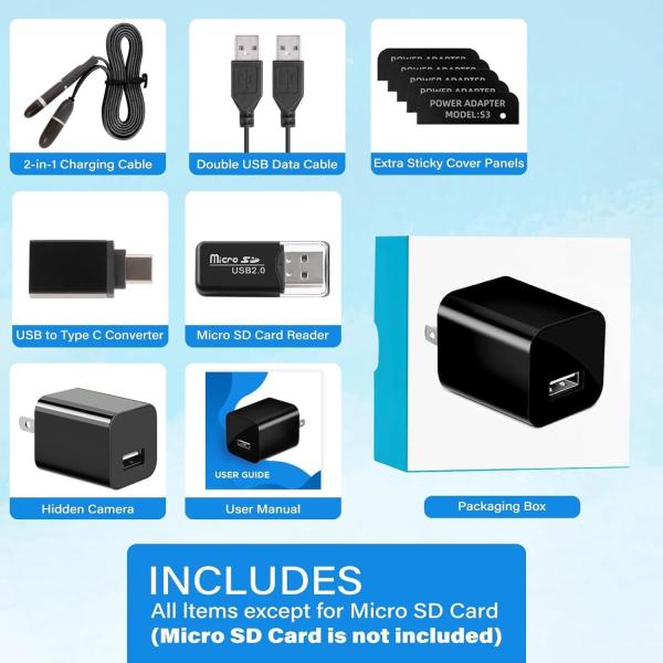Wall Mount USB Charger Hidden Camera 1080P  Mini Hideable Camera