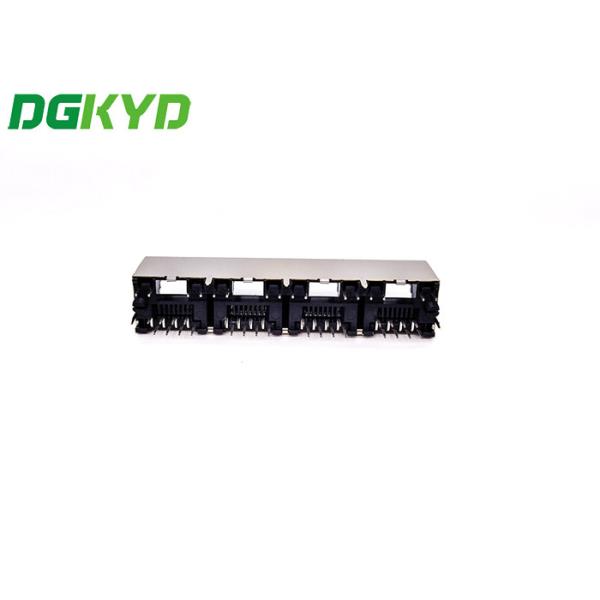 180 Degree 1X4 RJ45 Ethernet Connector With LED