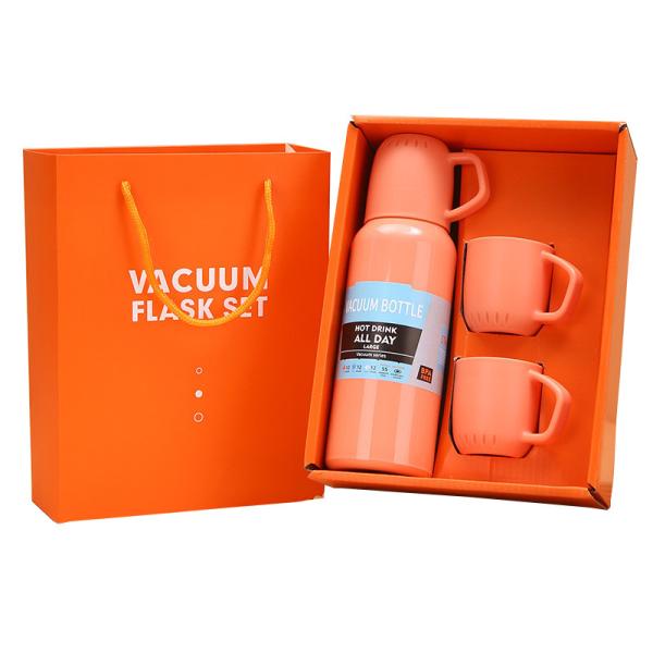 304 Stainless Steel Vacuum Insulated Bottle Set for Business Gift Box 3 Lids Included