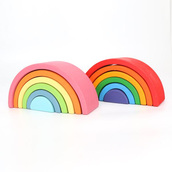 Blocs constitutifs en bois Toy Creative Educational d'arc-en-ciel de Brown 18cm