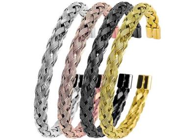 Wire rope twist Braided black bracelet Stainless Steel C-shaped opening titanium steel mesh twisted wire bracelet