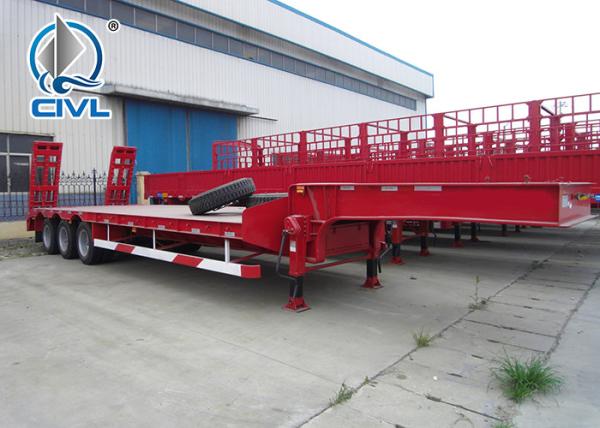 2/3/4Axles Low Flatbed Trailer With Jost Landing Gear And Fuwa Axle  40t-100t Payload Capacity