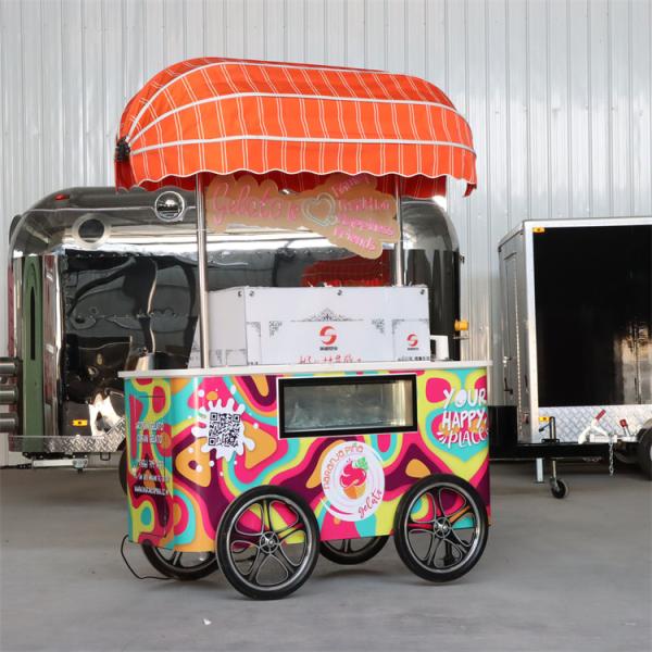 2023 New design coffee tricycle bike food cart for mobile business Ice Cream Cart Gelato Bike