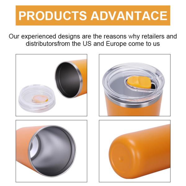 16 унций стальной чашки с крышкой и металлической вакуумной соломой