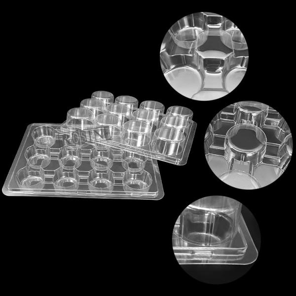 Disposable 12 Hole Clear Mini Cupcake Containers PET Plastic With Snap On Lid