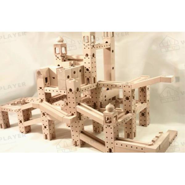 Les puzzles en bois adaptés aux besoins du client du logo 122PCS marbrent les blocs en bois courus