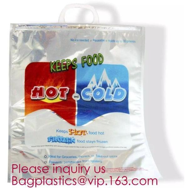 Custom Packing Aluminum Foil Zip-Lock Grocery Handle Thermal Insulation Cooler Bag For Outdoors,Promotional Insulated La