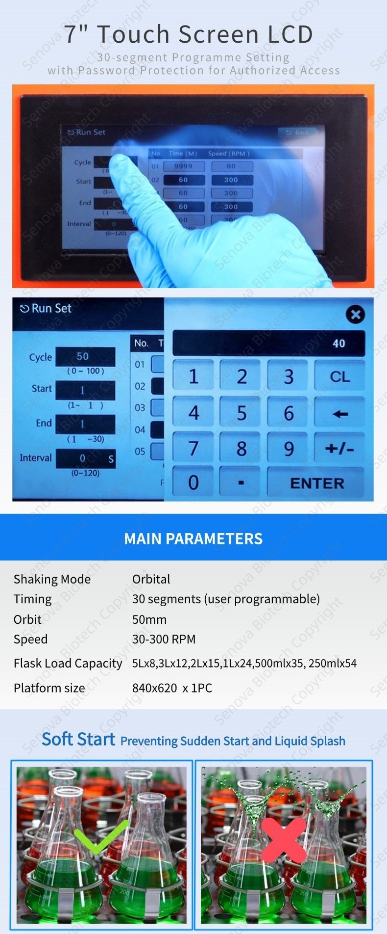Single Deck Floor Orbital Shaker 50mm Orbital Lab Shaker 5000mlx6 / Model SFS-702
