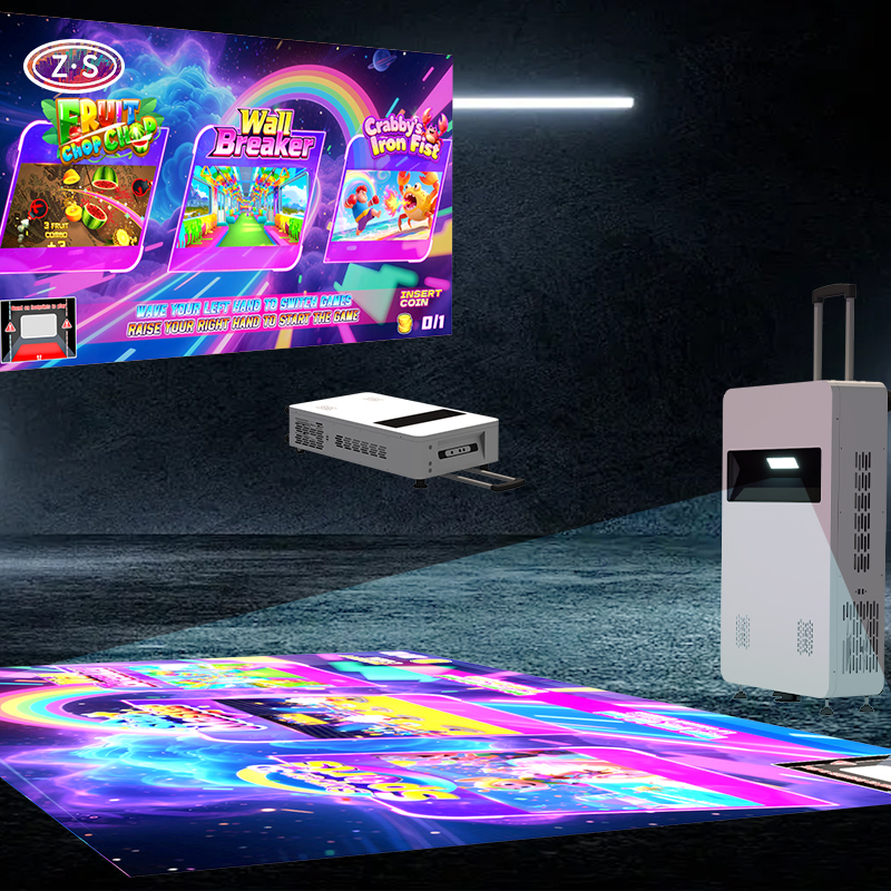 Portable Motion Sensing Projection Game System for Floor and Wall Interactive Play