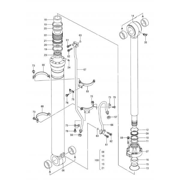 Excavator Hydraulic EX350H-5 EX370-5 EX350LCH-5 Boom Arm Bucket Cylinder Assy For Hitachi 9164874 9164872