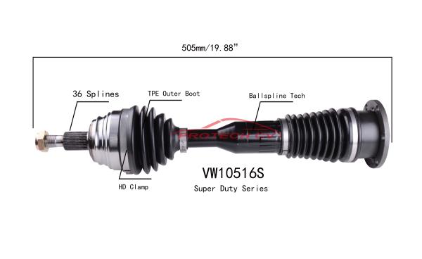 Volkswagen Heavy Duty TPEE Boot CV Joint Forging Cv Shaft Assembly