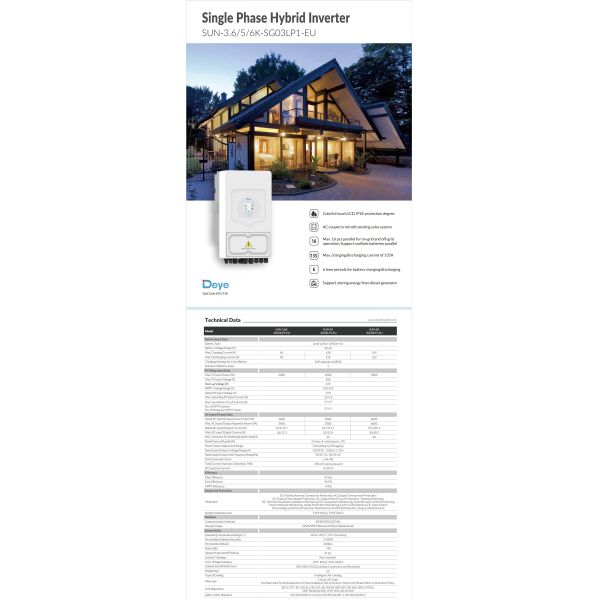 Deye Single /3-Phase 5/6/8/10/12kW 48V Hybrid Inverter Ukraine Solar Inverter With Wifi