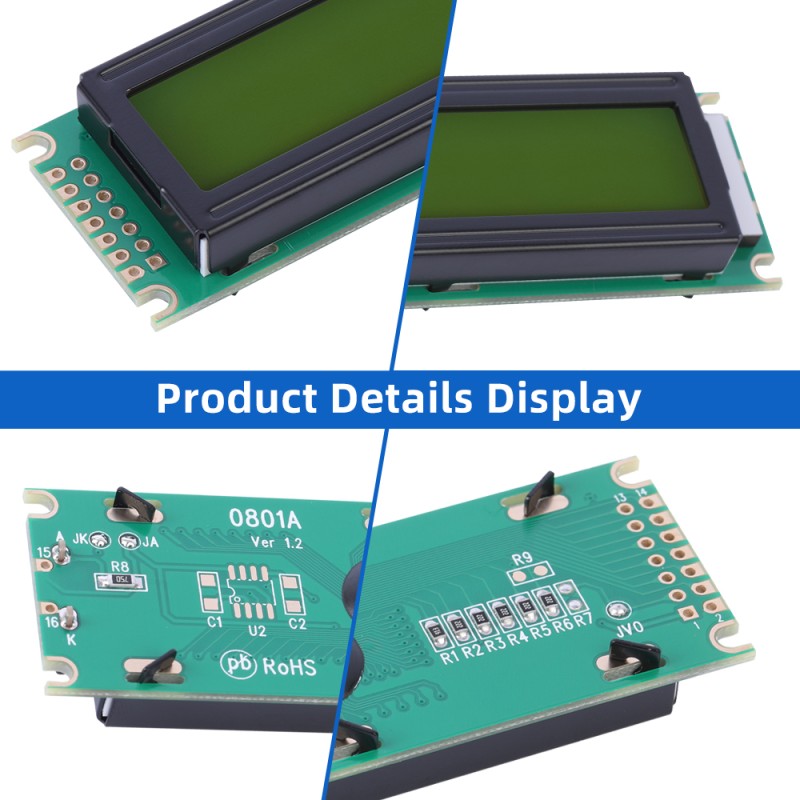 Cyrillic Yellow Green Film 0801A Character LCD Screen ST7066U COB High-Quality LCD Screen