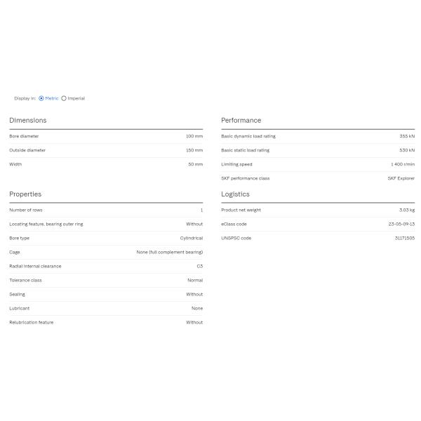 Full complement CARB toroidal roller bearing  C 4020 V /C3
