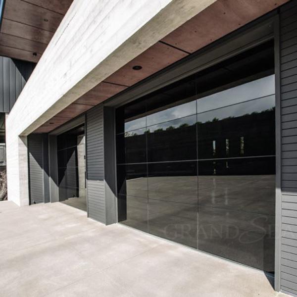 Villa Luxury 16 Ft Foot Clear Frosted Full View Aluminum Automatic Double Modern Insulated Glass Garage Door for Sale