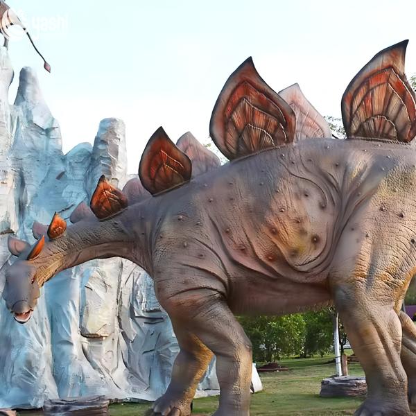 Silicone Animation Large Dinosaur Sculpture Weather Resistant For Park Decorations