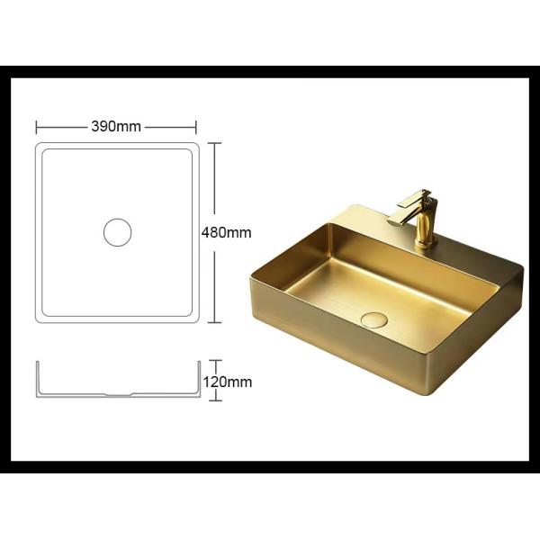 Brushed Gold Countertop Stainless Steel Vessel Sinks With Faucet Hole