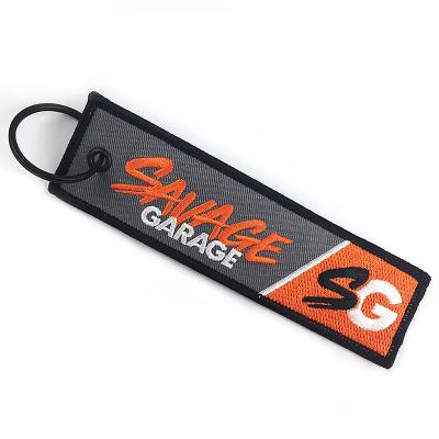 Factory Custom Fabric Embroidery Keyring Luggage Tag Keychain Key Tags