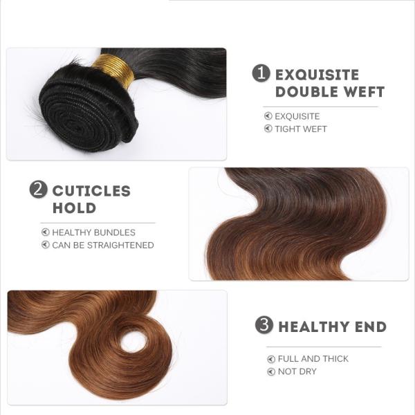 1b/4/30 Weave 10 do cabelo da categoria 7A Ombre - 30 densamente e extremidades completas do cabelo