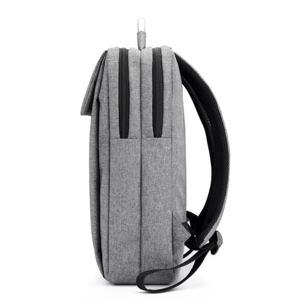 Mochila para computadora gris antirrobo con logotipo personalizable, perfecta como maletín para portátil de negocios para colegas y viajeros frecuentes