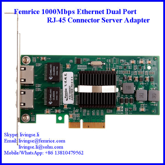 1000Mbps Dual Port Server Ethernet Network Card, RJ-45 Copper Connector Femrice 10002PT