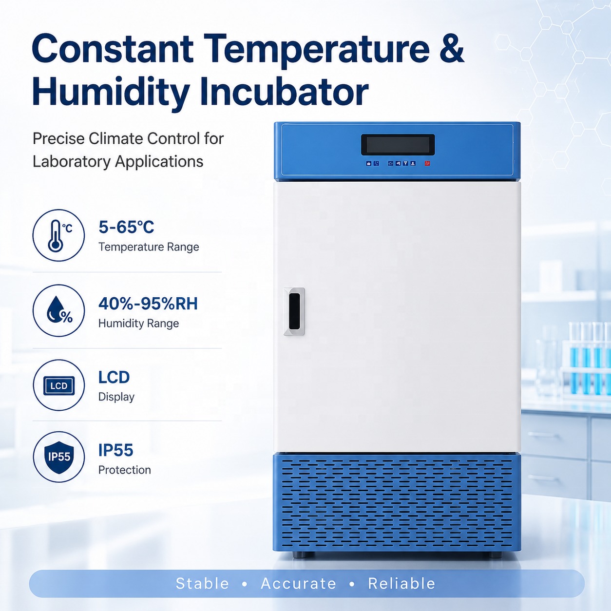 Constant Temperature and Humidity Incubator 0-65°C 40%-95%RH Laboratory Incubator for Microbiology Seed Germination Medical Use