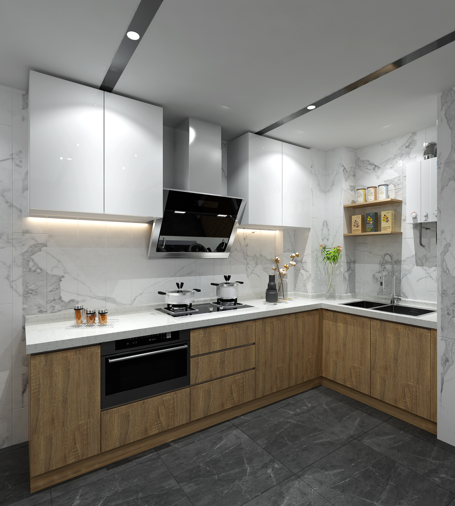 Waterproof Custom Kitchen Cabinets with Solid Wood Construction and Lacquer Coating