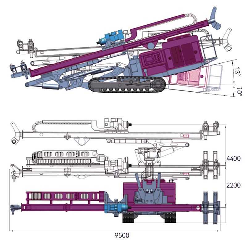 DTH Drilling Rig Mining Hard Rock Blasting Drilling Machine Multifunctional Crawler Drilling Rig