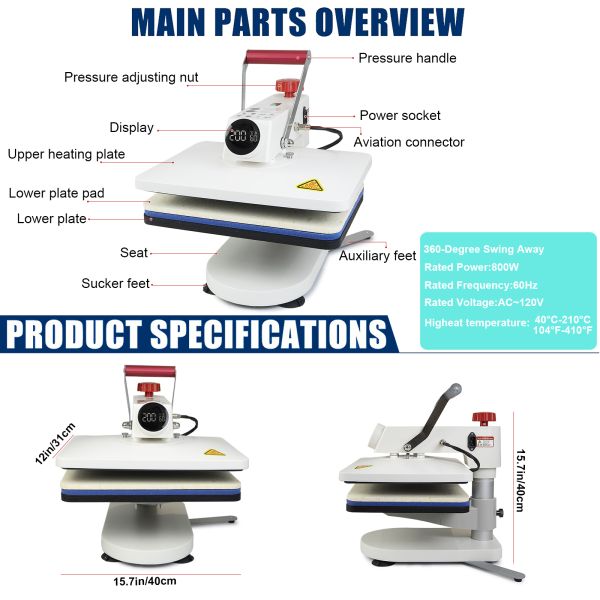 Multifunctional Sublimation Machine 5 In 1 Combo Heat Press Machine For T-Shirt Mug Cap Plate