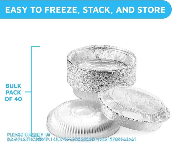 10'' Inch Round Tin Foil Pans Disposable Aluminum, Extra Deep Freezer & Oven Safe - For Baking, Cooking, Storage