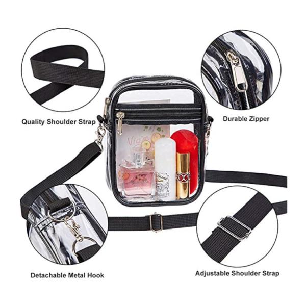Transparent Crossbody Bags Simple Stadium Approved Clear PVC Shoulder Bags Small Square Phone Bag for Women