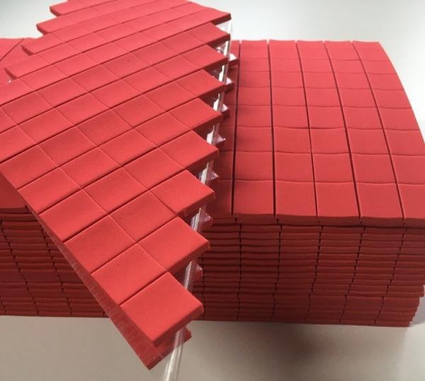 Wholesale 25x25x4MM Red Rubber +1MM Cling Foam of Glass Protective Red EVA Spacer separator protector pads By Sheet