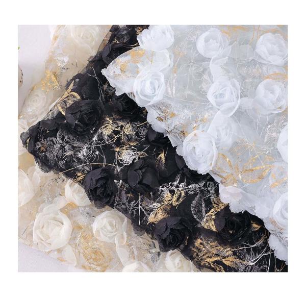 100 Polyester Rose Ribbon Embroidery White Wedding Laces Fabric for Womens Clothing Dresses Dancewear