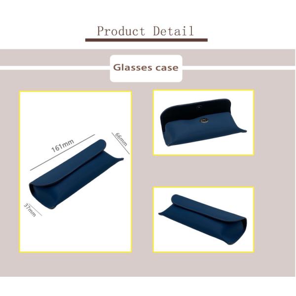 Blue Cute Nice Shaped 16.1CM Leather Glasses Case With Button