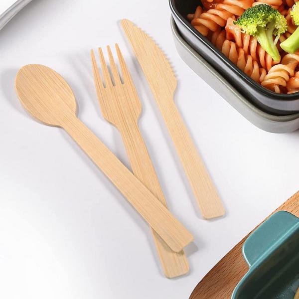 Eco-Friendly Cutlery Bamboo Raw Material Disposable Tableware Set Knife Forks Spoons