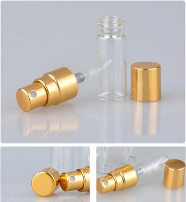 Pump Spray Glass Perfume Bottle 1ml 2ml 3ml 5ml 10ml With Golden Lid