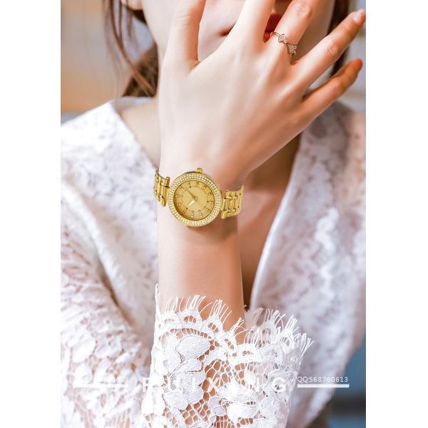 Дозор диаманта дам движения кварца наручных часов золота PVD медный