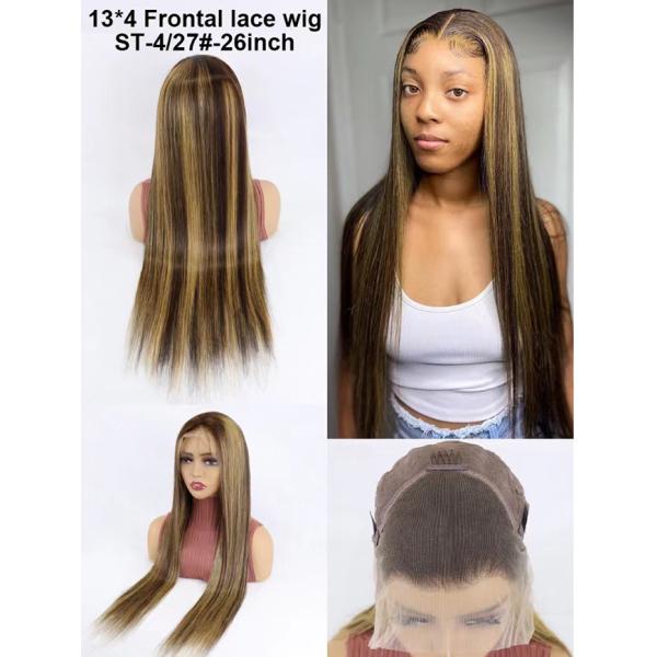 Кинки прямые настройки человеческих волос парики коричневый дышащий