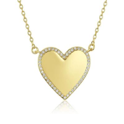 White CZ Heart Necklace 16 Personalised Love Heart Necklace
