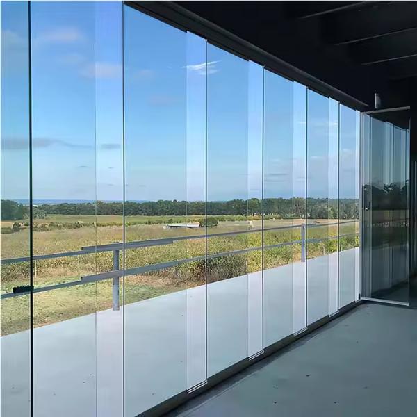 2.0mm Profile Thickness Aluminum Frameless Folding Glass Door for Interior Partitions with Customizable Frame Color