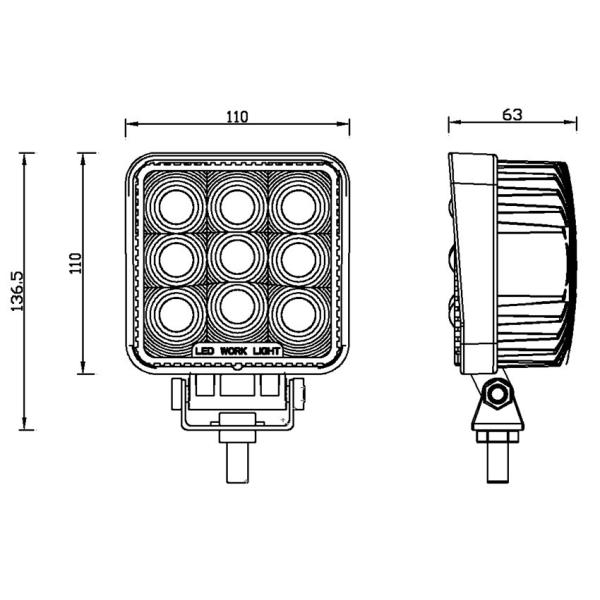 Super bright 7D 27W 4inch PC lens Black led work light 4x4 HCW-L27287 7D