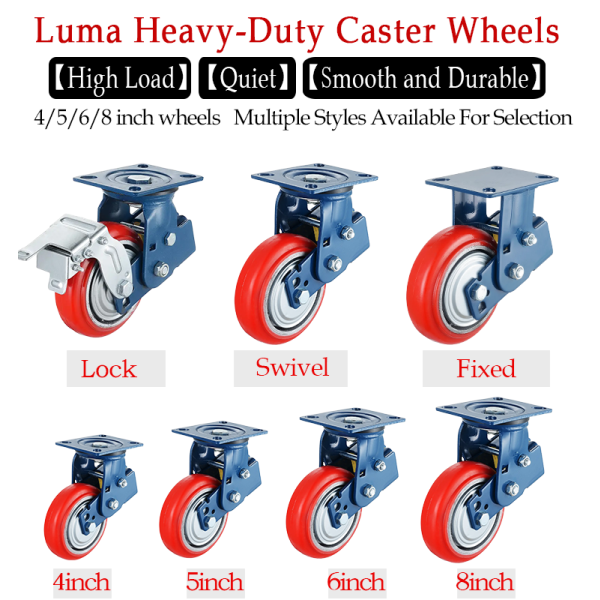 High Elasticity Industrial PU Polyurethane Heavy Duty Loaded Castor Wheels Singel 5