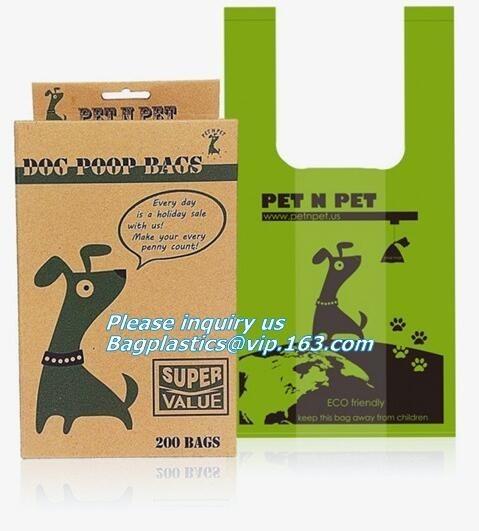 PLA PBAT Cornstarch Made Biodegradable Compostable Dog Poop Bags, Biodegradable Compostable Plastic Poop Dog Print Bag