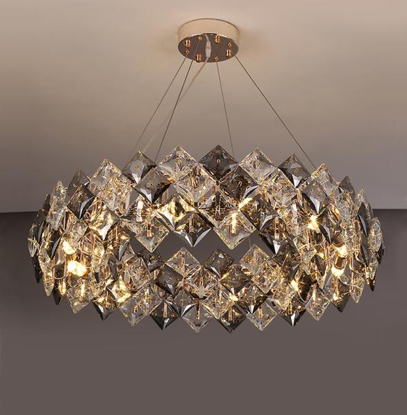 Led chandelier Living room decoration simple dimmer round hanging crystal lamp(WH-CY-184)