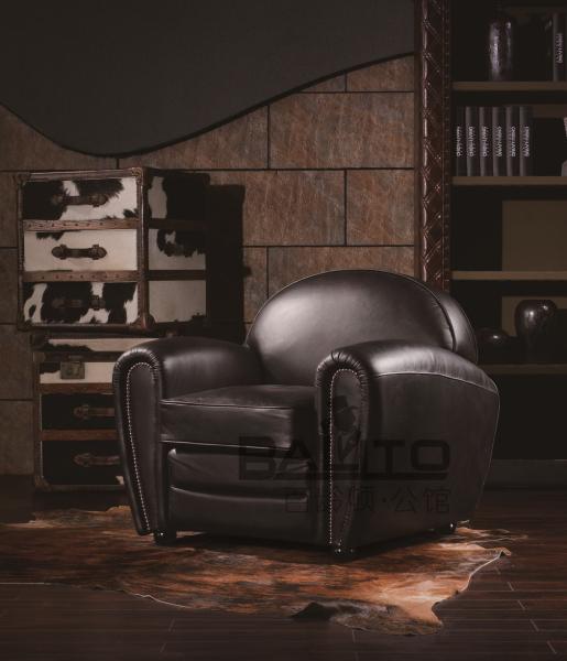 old style black single leather sofa furniture,#K603A