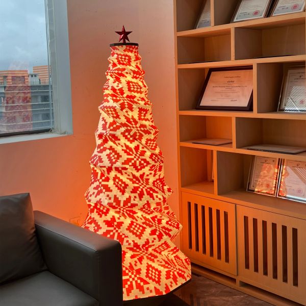 Large Christmas Tree Light Origami Standing Paper Lamp Decorative Recyclable PVC